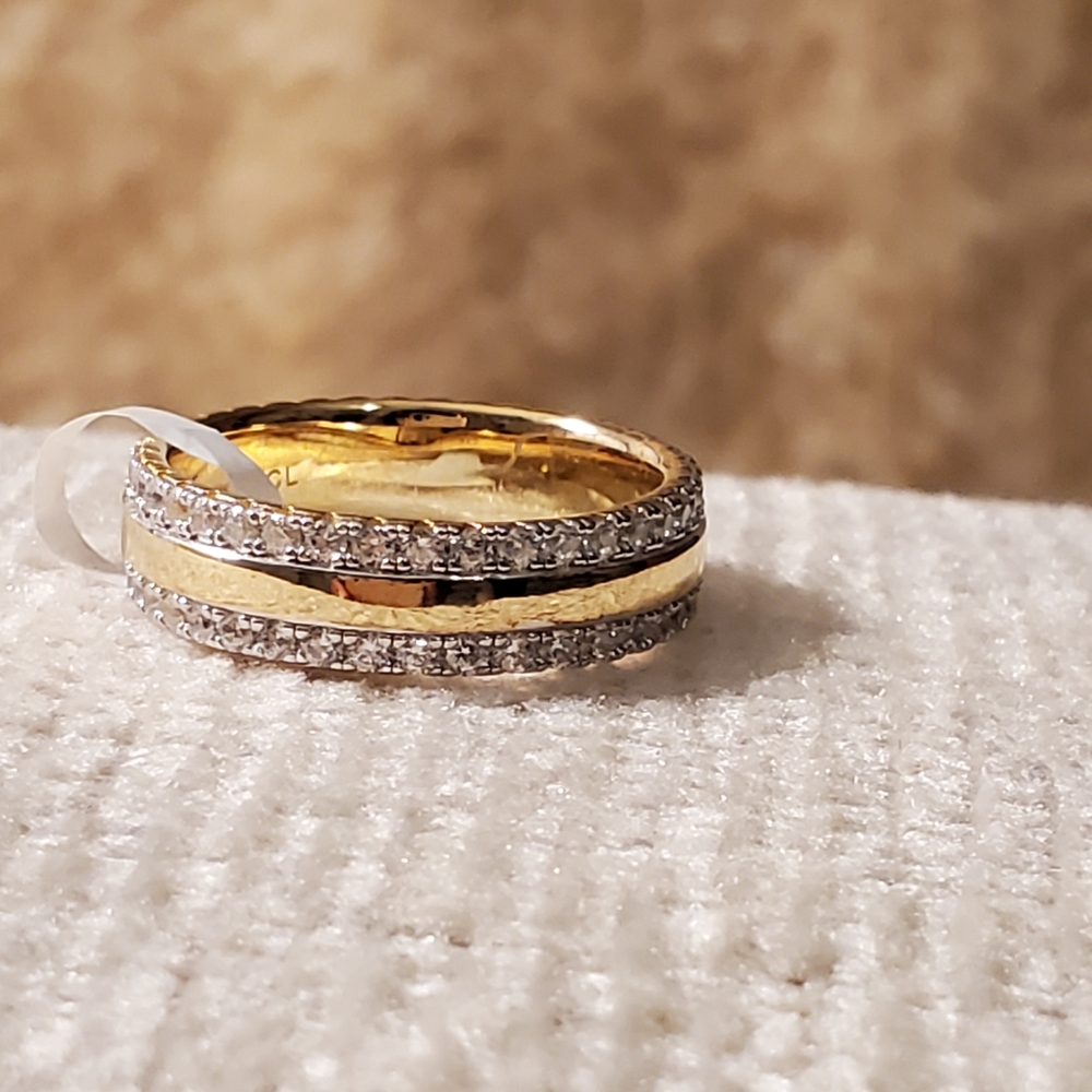 New Elegant Gold and Silver 925 Women's Ring - Picture 2 of 5